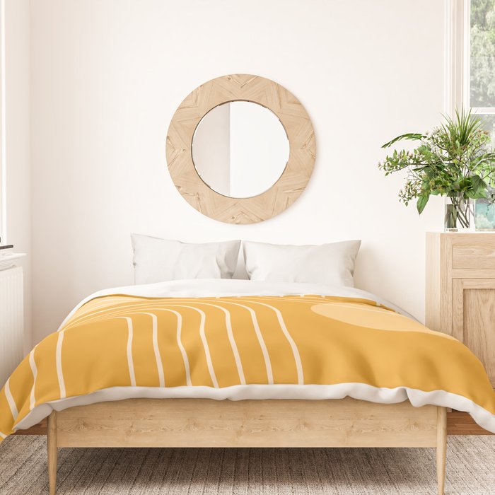 Mid Century Modern Geometric 118 in Yellow Gold Shades (Rainbow and Sun Abstraction) Duvet Cover Gallery Image 3