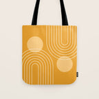 Mid Century Modern Geometric 118 in Yellow Gold Shades (Rainbow and Sun Abstraction) Tote Bag Gallery Image 1