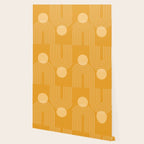 Mid Century Modern Geometric 118 in Yellow Gold Shades (Rainbow and Sun Abstraction) Wallpaper Gallery Image 2