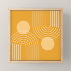 Mid Century Modern Geometric 118 in Yellow Gold Shades (Rainbow and Sun Abstraction) Mini Art Print Gallery Image 1