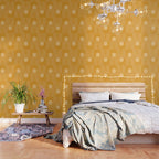 Mid Century Modern Geometric 118 in Yellow Gold Shades (Rainbow and Sun Abstraction) Wallpaper Gallery Image 3