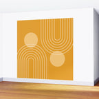 Mid Century Modern Geometric 118 in Yellow Gold Shades (Rainbow and Sun Abstraction) Wall Mural Gallery Image 2