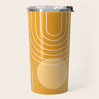 Mid Century Modern Geometric 118 in Yellow Gold Shades (Rainbow and Sun Abstraction) Travel Mug Gallery Image 2