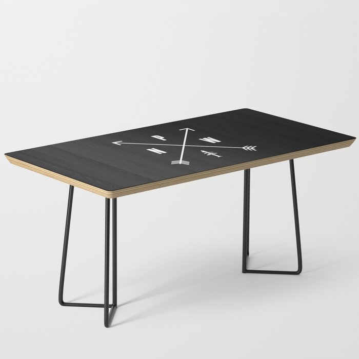 PNW Pacific Northwest Compass - White on Black Minimal Coffee Table Gallery Image 1