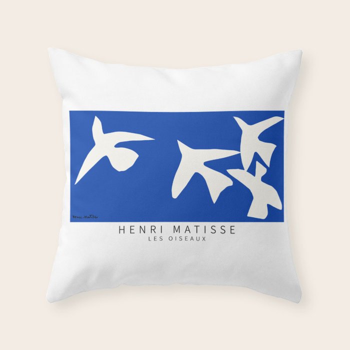 Henri Matisse - Les Oiseaux (The Birds) 1947 Artwork Reproduction Throw Pillow Gallery Image 1