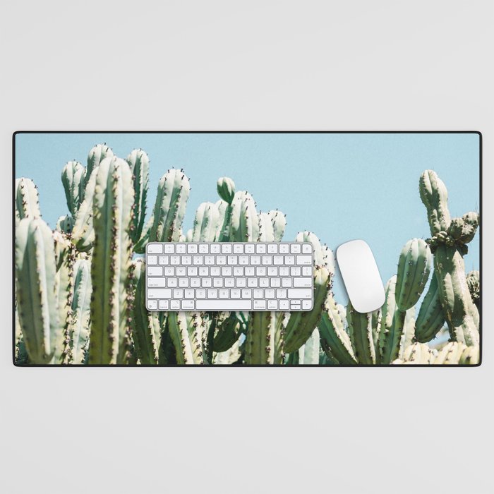 Tall cacti | Cactus photo print | Colourful travel wanderlust photography art Desk Mat Gallery Image 1