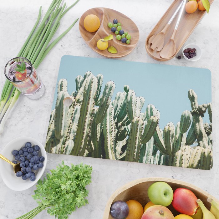 Tall cacti | Cactus photo print | Colourful travel wanderlust photography art Cutting Board Gallery Image 2