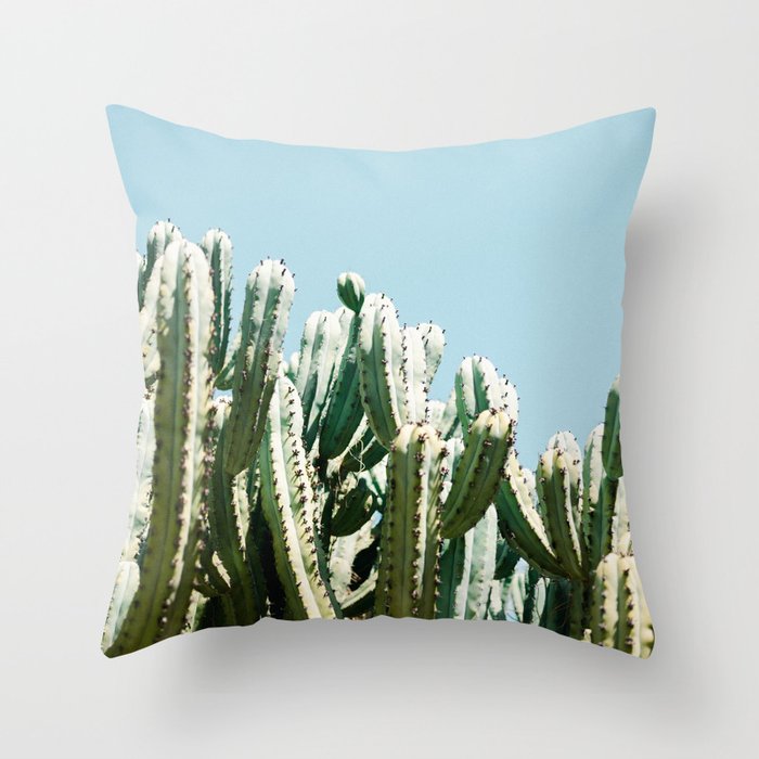 Tall cacti | Cactus photo print | Colourful travel wanderlust photography art Throw Pillow Gallery Image 6