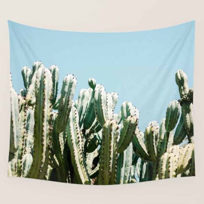 Tall cacti | Cactus photo print | Colourful travel wanderlust photography art Wall Tapestry Gallery Image 1