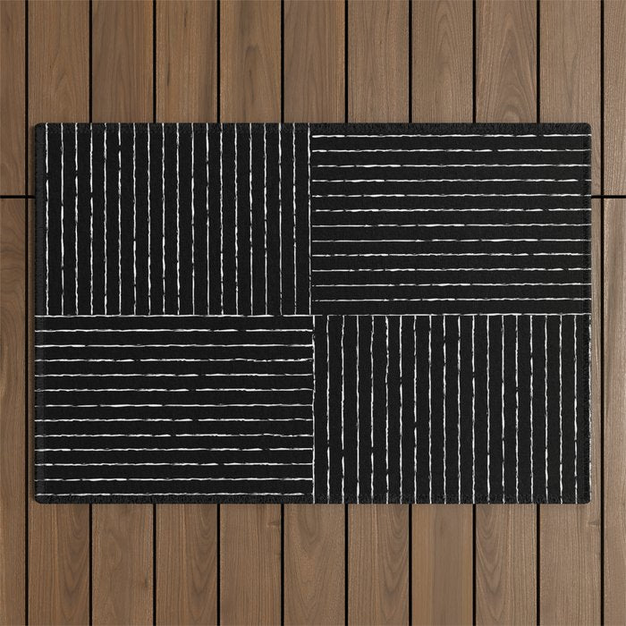 Lines III (Black) Outdoor Rug Gallery Image 1