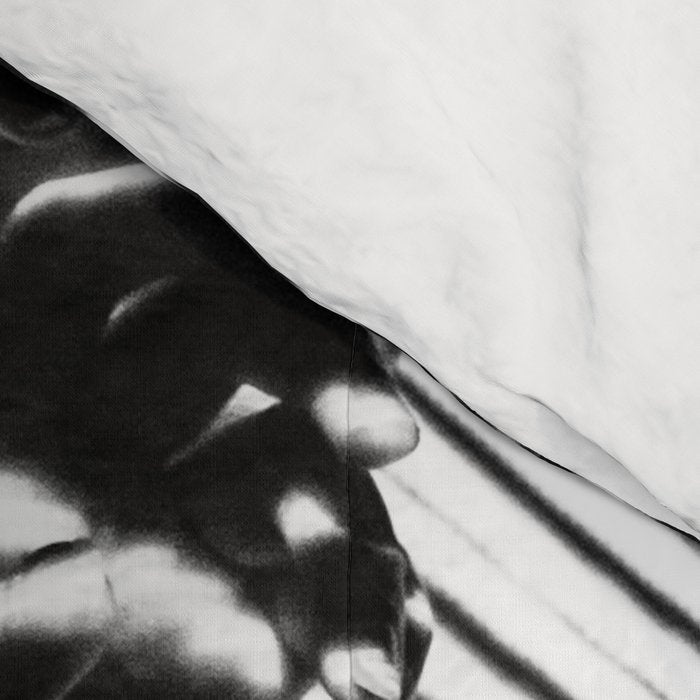 Minimalist Abstract Modern Ripple Lines Projected Woman Sensual Cool Feminine Black and White Photo Comforter Gallery Image 4