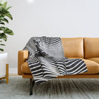 Minimalist Abstract Modern Ripple Lines Projected Woman Sensual Cool Feminine Black and White Photo Throw Blanket Gallery Image 1