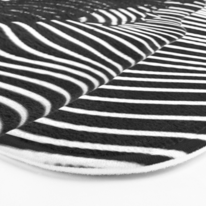 Minimalist Abstract Modern Ripple Lines Projected Woman Sensual Cool Feminine Black and White Photo Bath Mat Gallery Image 3
