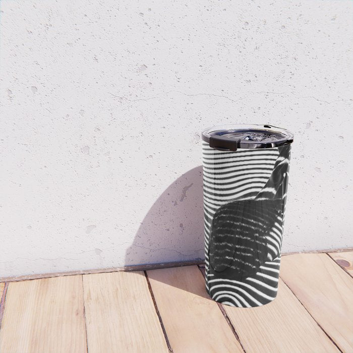 Minimalist Abstract Modern Ripple Lines Projected Woman Sensual Cool Feminine Black and White Photo Travel Mug Gallery Image 4