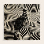 Minimalist Abstract Modern Ripple Lines Projected Woman Sensual Cool Feminine Black and White Photo Wood Wall Art Gallery Image 1