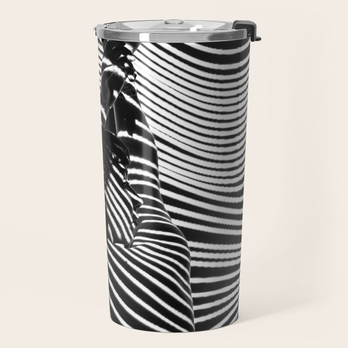 Minimalist Abstract Modern Ripple Lines Projected Woman Sensual Cool Feminine Black and White Photo Travel Mug Gallery Image 2