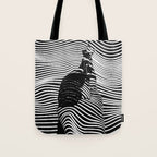 Minimalist Abstract Modern Ripple Lines Projected Woman Sensual Cool Feminine Black and White Photo Tote Bag Gallery Image 1