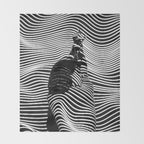 Minimalist Abstract Modern Ripple Lines Projected Woman Sensual Cool Feminine Black and White Photo Throw Blanket Gallery Image 2