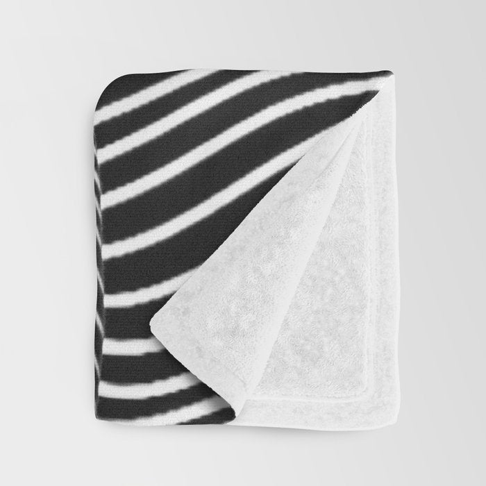 Minimalist Abstract Modern Ripple Lines Projected Woman Sensual Cool Feminine Black and White Photo Throw Blanket Gallery Image 3