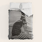 Minimalist Abstract Modern Ripple Lines Projected Woman Sensual Cool Feminine Black and White Photo Comforter Gallery Image 6