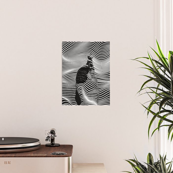 Minimalist Abstract Modern Ripple Lines Projected Woman Sensual Cool Feminine Black and White Photo Poster Gallery Image 2