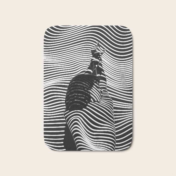 Minimalist Abstract Modern Ripple Lines Projected Woman Sensual Cool Feminine Black and White Photo Bath Mat Gallery Image 1