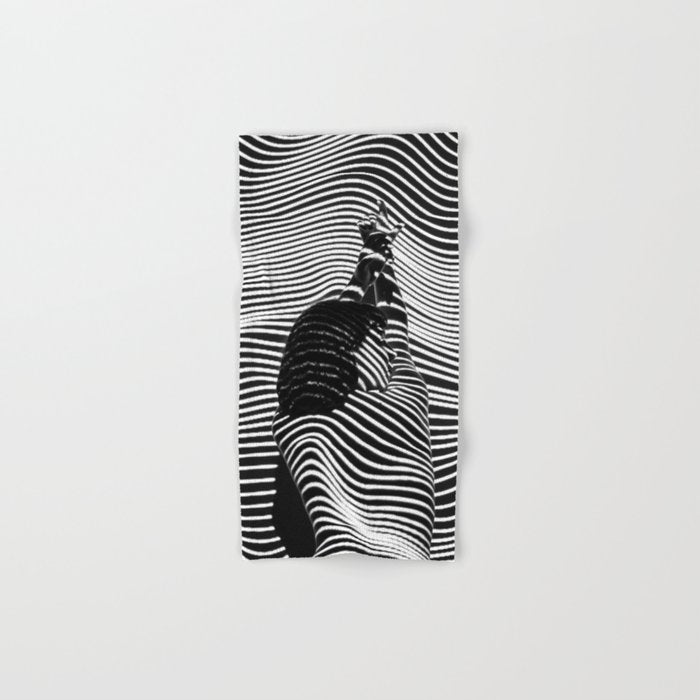 Minimalist Abstract Modern Ripple Lines Projected Woman Sensual Cool Feminine Black and White Photo Towels Gallery Image 1