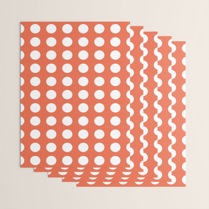 Dot Grid Minimalist Pattern in White and Burnt Orange Wrapping Paper Gallery Image 3