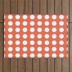 Dot Grid Minimalist Pattern in White and Burnt Orange Outdoor Rug Gallery Image 1