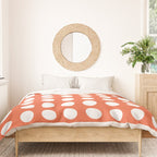 Dot Grid Minimalist Pattern in White and Burnt Orange Duvet Cover Gallery Image 3