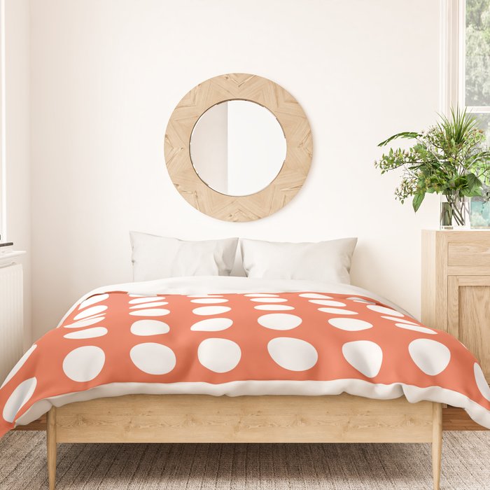 Dot Grid Minimalist Pattern in White and Burnt Orange Duvet Cover Gallery Image 3