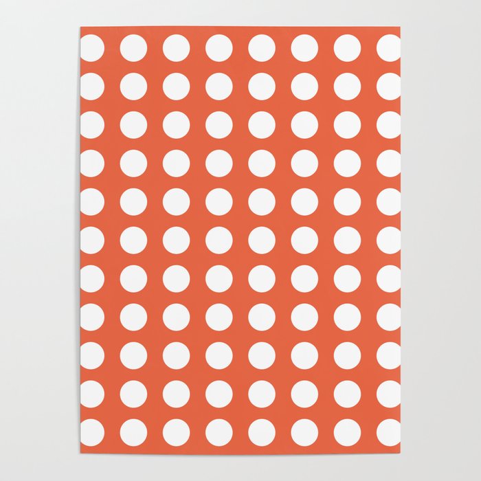 Dot Grid Minimalist Pattern in White and Burnt Orange Poster Gallery Image 1