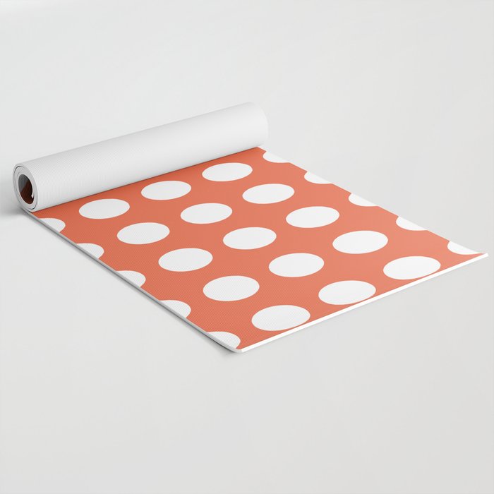 Dot Grid Minimalist Pattern in White and Burnt Orange Yoga Mat Gallery Image 2