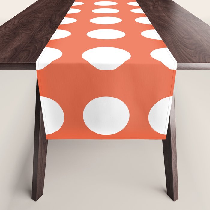 Dot Grid Minimalist Pattern in White and Burnt Orange Table Runner Gallery Image 1