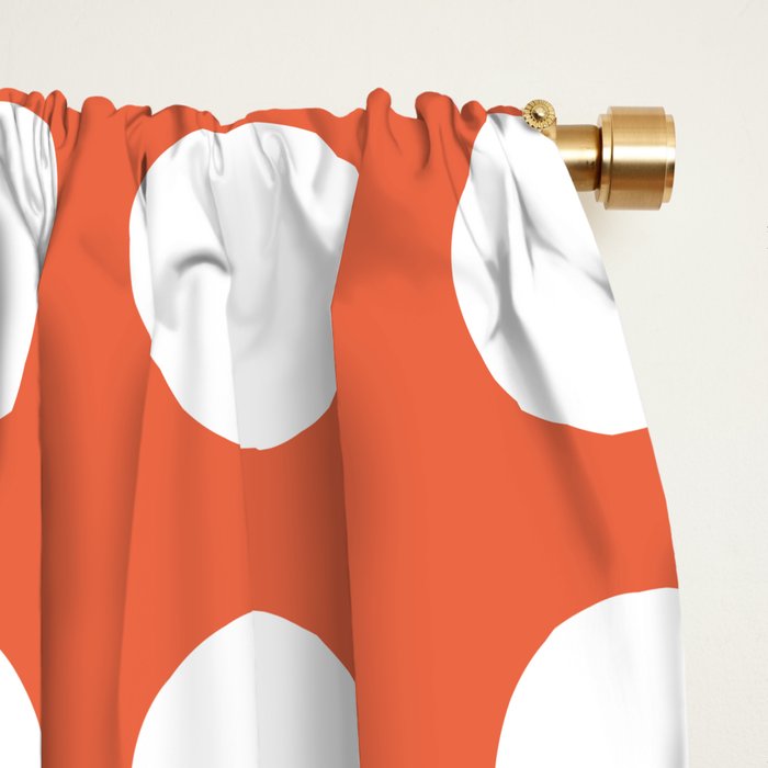 Dot Grid Minimalist Pattern in White and Burnt Orange Window Curtain Gallery Image 2