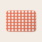 Dot Grid Minimalist Pattern in White and Burnt Orange Bath Mat Gallery Image 1