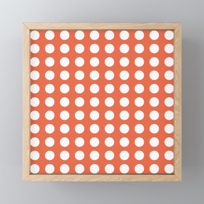 Dot Grid Minimalist Pattern in White and Burnt Orange Mini Art Print Gallery Image 1