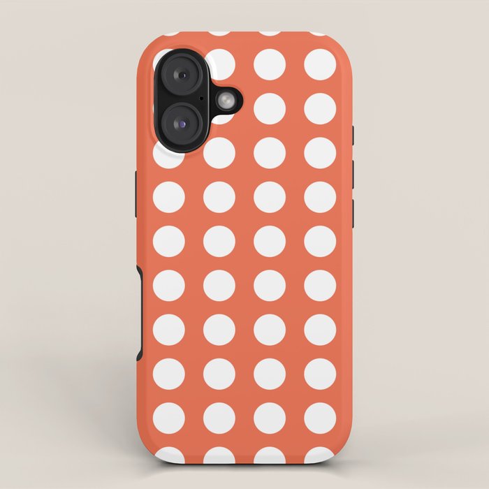Dot Grid Minimalist Pattern in White and Burnt Orange iPhone Case Gallery Image 1