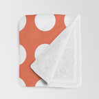 Dot Grid Minimalist Pattern in White and Burnt Orange Throw Blanket Gallery Image 3