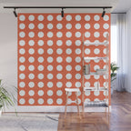 Dot Grid Minimalist Pattern in White and Burnt Orange Wall Mural Gallery Image 1