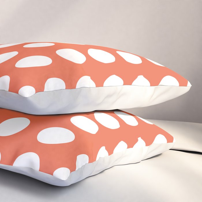 Dot Grid Minimalist Pattern in White and Burnt Orange Pillow Sham Gallery Image 3