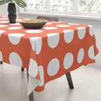 Dot Grid Minimalist Pattern in White and Burnt Orange Tablecloth Gallery Image 3