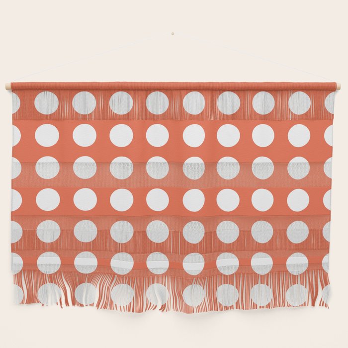 Dot Grid Minimalist Pattern in White and Burnt Orange Wall Hanging Gallery Image 1