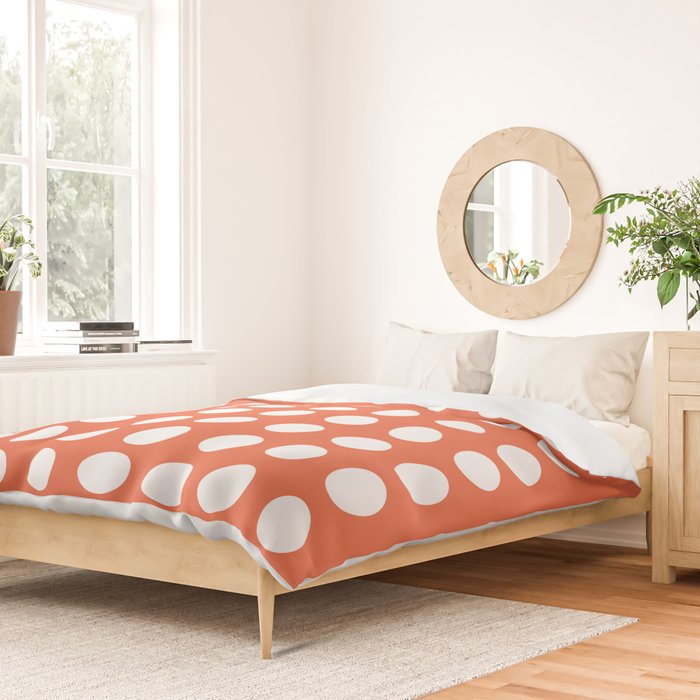 Dot Grid Minimalist Pattern in White and Burnt Orange Duvet Cover Gallery Image 2