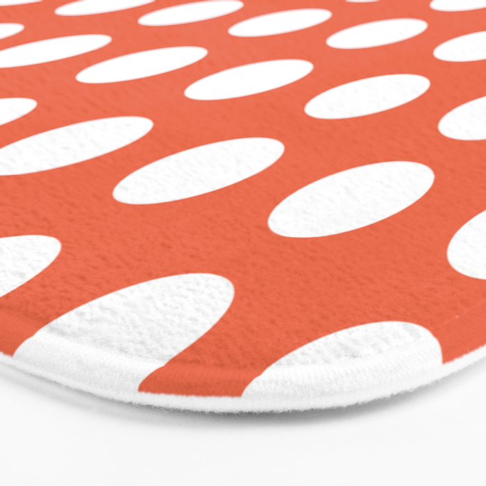 Dot Grid Minimalist Pattern in White and Burnt Orange Bath Mat Gallery Image 3