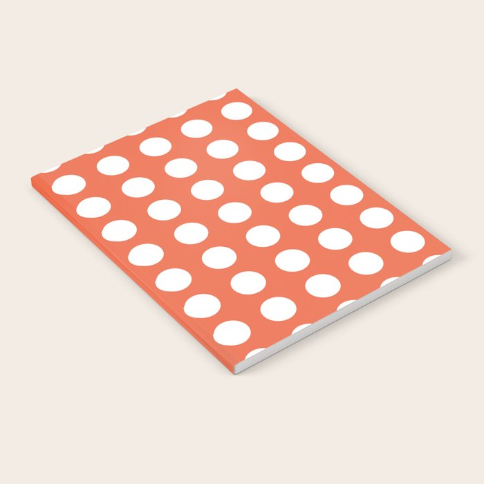 Dot Grid Minimalist Pattern in White and Burnt Orange Notebook Gallery Image 1