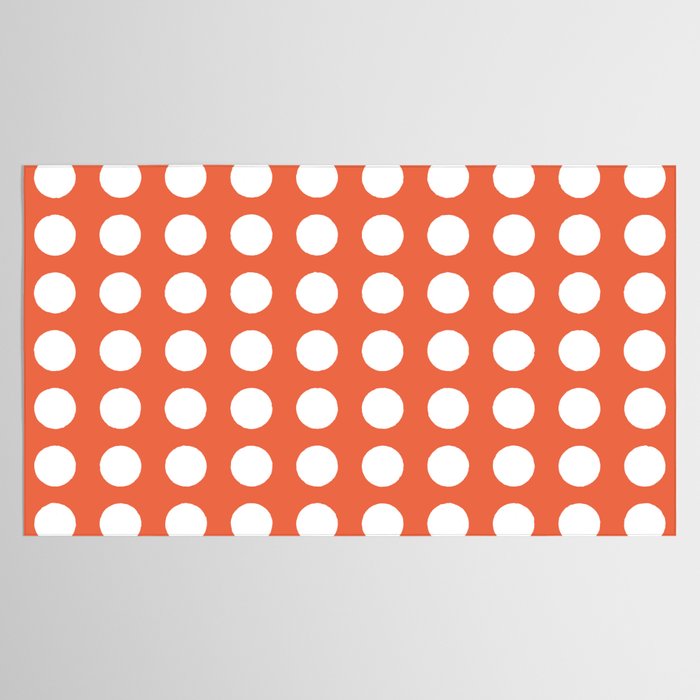 Dot Grid Minimalist Pattern in White and Burnt Orange Tablecloth Gallery Image 2