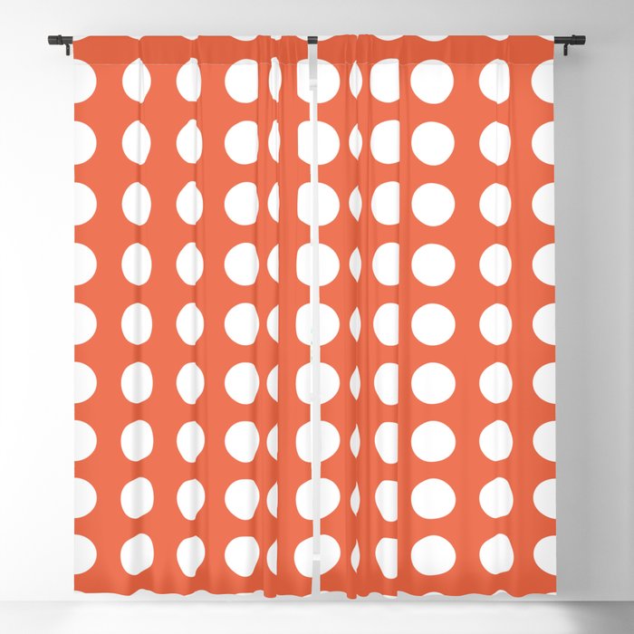 Dot Grid Minimalist Pattern in White and Burnt Orange Window Curtain Gallery Image 1