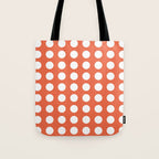 Dot Grid Minimalist Pattern in White and Burnt Orange Tote Bag Gallery Image 1