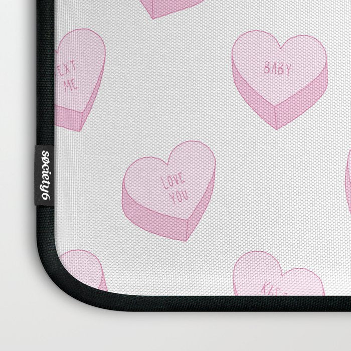 Pink love heart candy pattern Laptop Sleeve Gallery Image 3